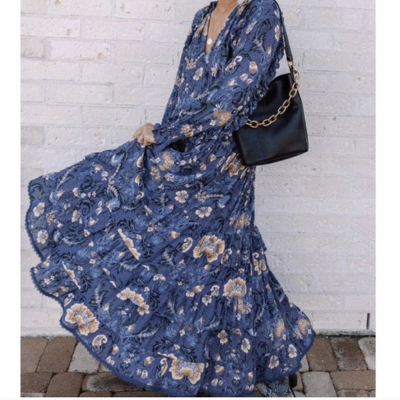 Spell Navy Floral Maxi Dress - Picture 4 of 11